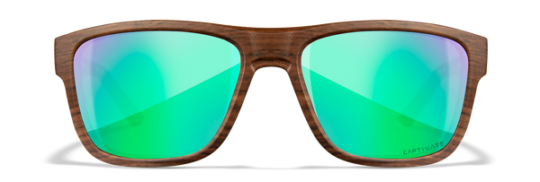 [Matte Woodgrain/CAPTIVATE™ Polarized Green Mirror]