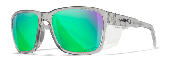 [Gloss Crystal Light Grey - Captivate Polarized Green Mirror]